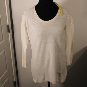 3/$30 Aritzia Babaton Cream Shirt eyelet back tie Silk and Cashmere Blend XS